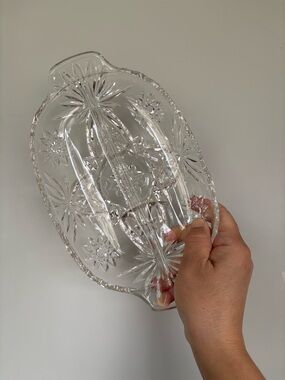 Vintage Clear Pressed Glass Divided Serving Dish
